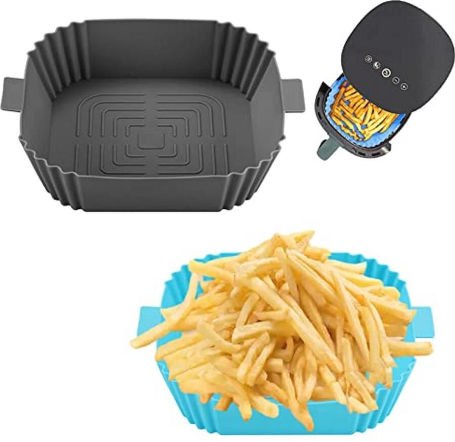 Herbruikbare Siliconen Pot voor Airfryer 2 Stuks Inklusief Antiaanbakmatten