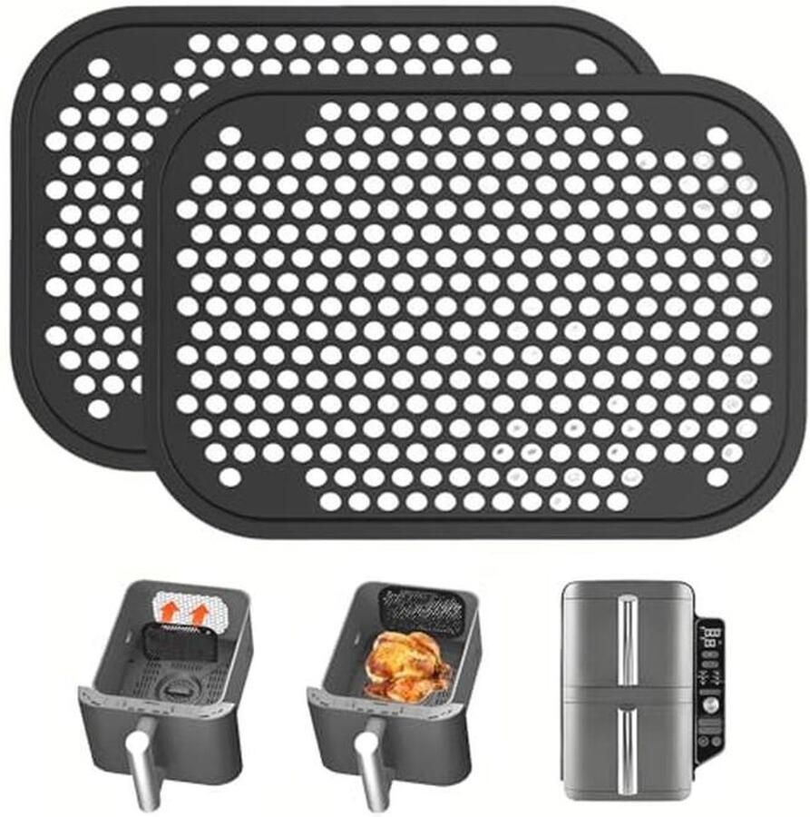 Herbruikbare spatbescherming roosters voor airfryer 2 stuks 13 x 9 2 cm zwart