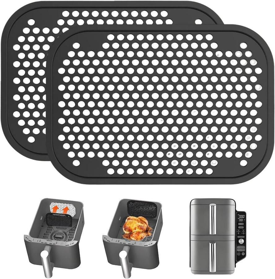 Herbruikbare spatbescherming roosters voor airfryer 2 stuks 13 x 9 2 cm zwart