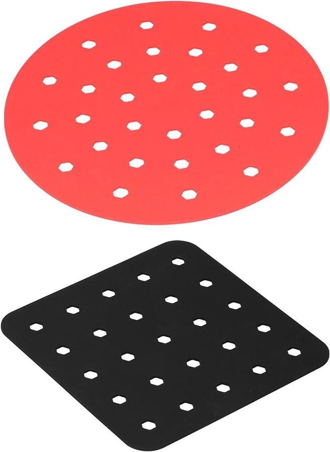 Herbruikbare Stoompads Siliconen Voeringen Gezond Koken Olievrij Frituren 19x19 cm Zwart Rood