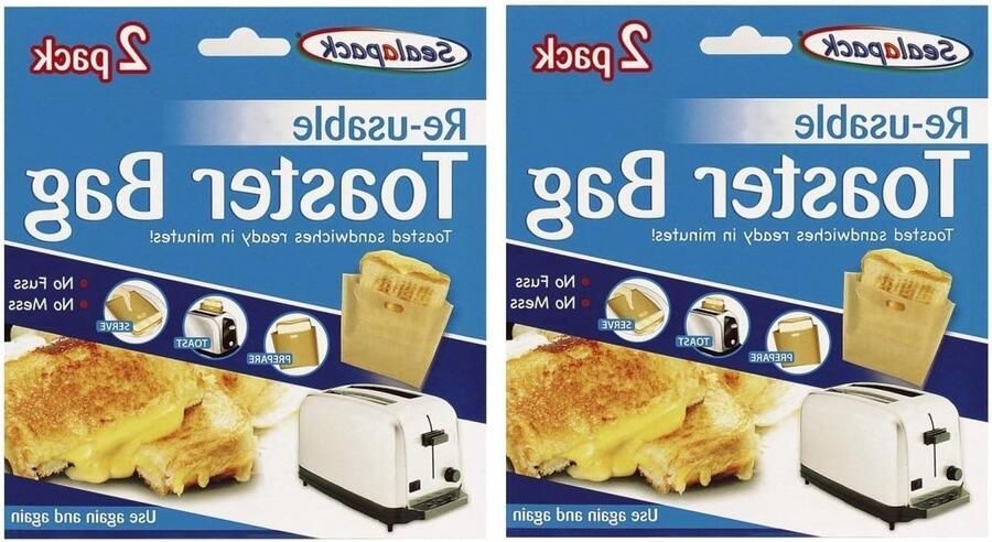 Herbruikbare Toast Zakken Sandwich Toaster Tassen Broodjes Roosteren Vaatwasserbestendig 4 stuks Helder
