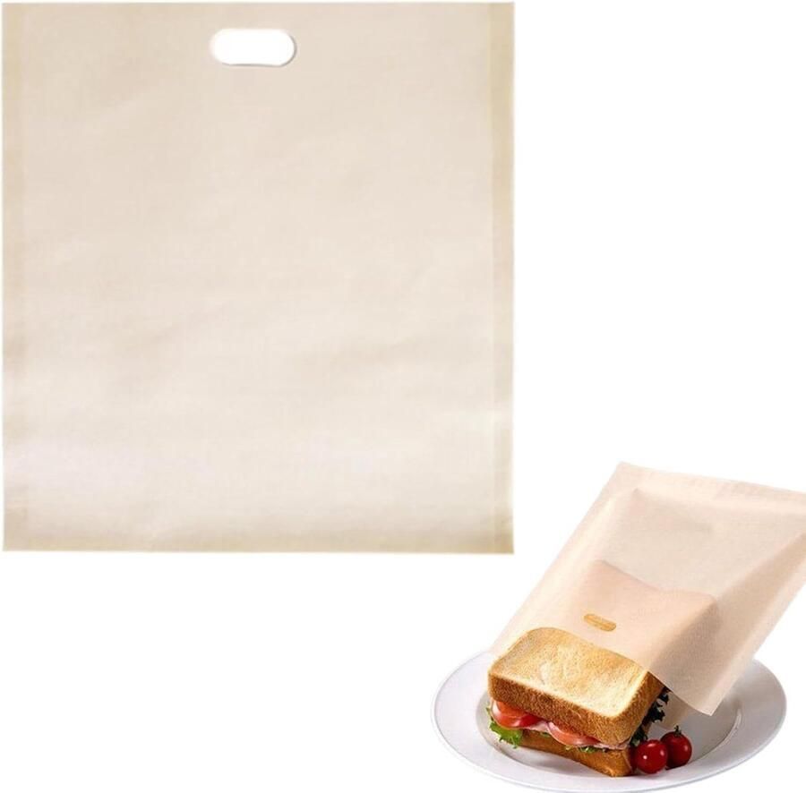Herbruikbare Toaster Tassen Sandwich Zakjes Eten Bereiden Hittebestendig Non-stick 16 x 16.5 cm Zilver