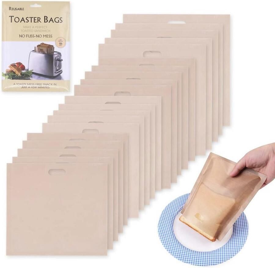 Herbruikbare Toastzakken voor het Broodrooster Set van 20 Wasbaar & Anti-aanbak