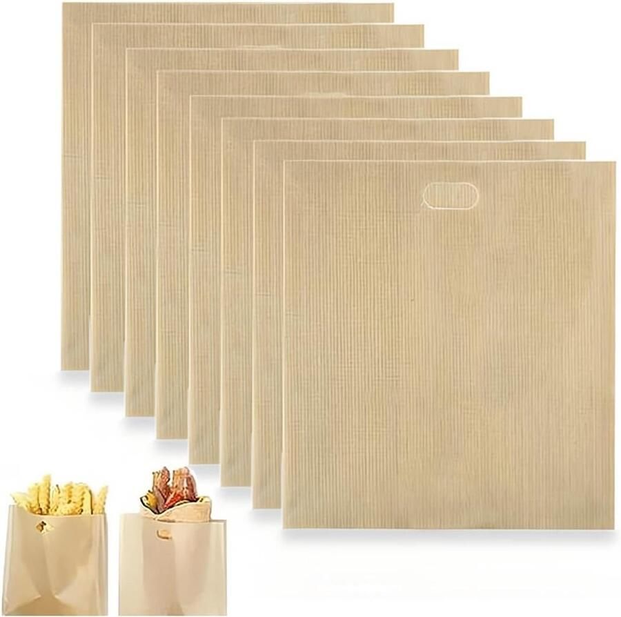 Herbruikbare Toastzakken voor Sandwiches Pizza en Meer Geschikt voor Magnetron Grill en Oven 8 Stuks