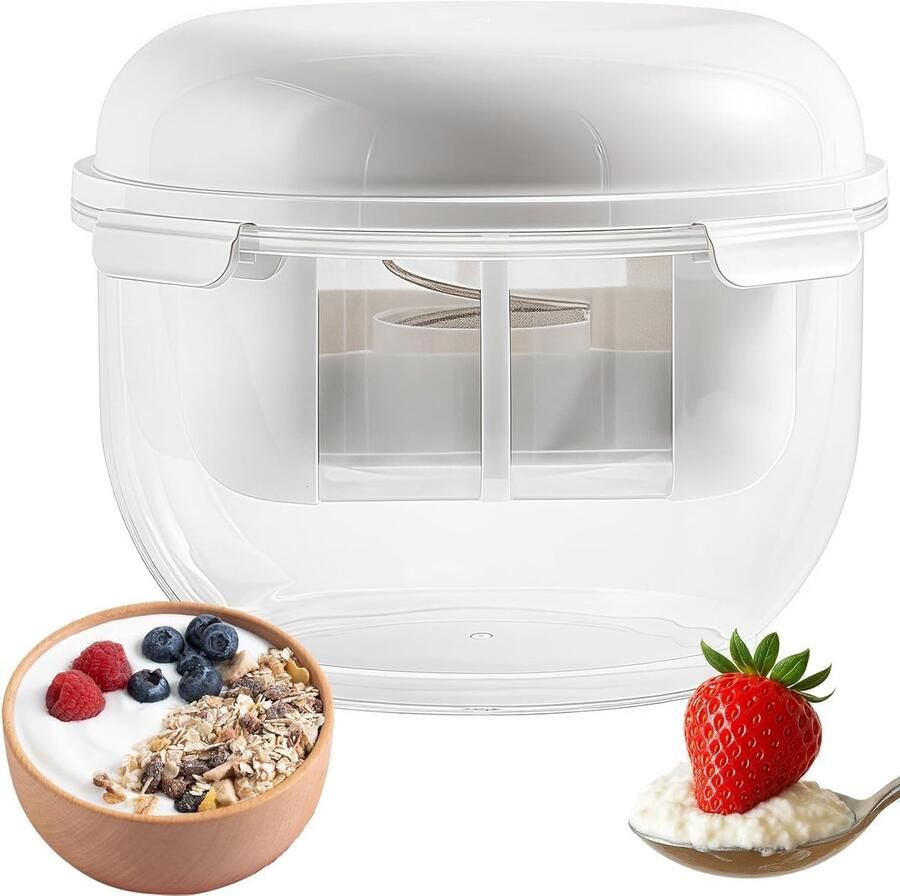 Herbruikbare Yoghurtzeef voor Yoghurtmakers Transparante Container met Fijnmazig Filter en Grote Capaciteit voor Keuken Gereedschap en Kaasbereiding