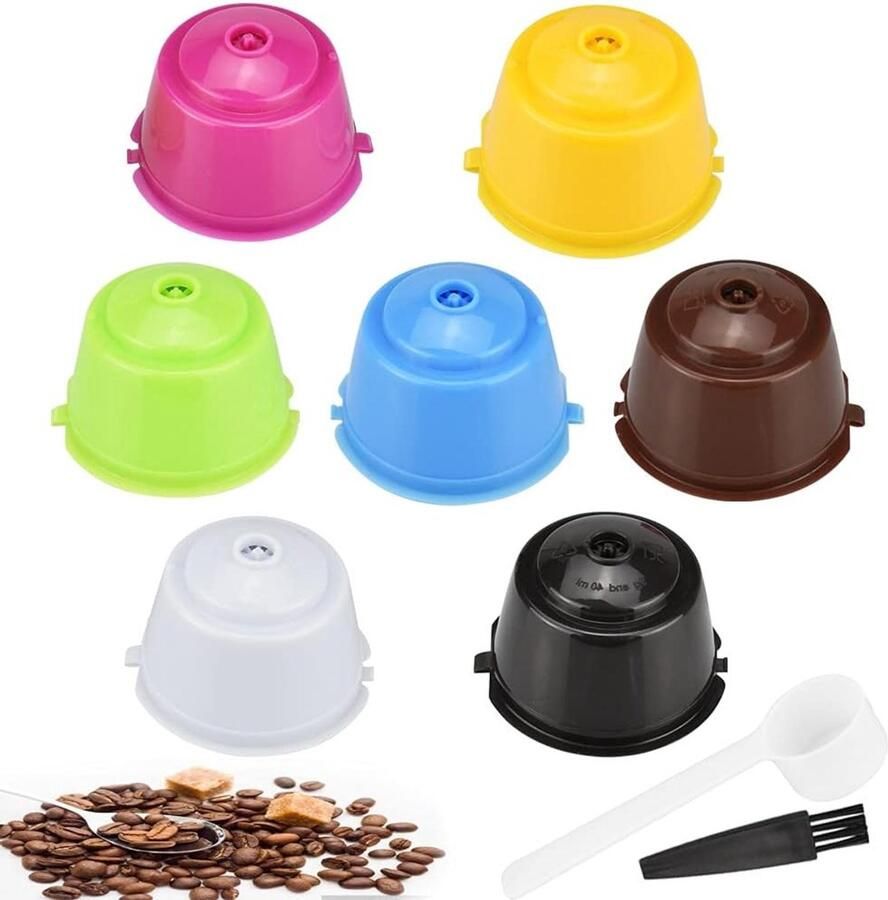 Hervulbare koffiecapsules voor Nespresso 7 herbruikbare filters met lepel en borsteltje ideaal voor koffie liefhebbers en milieuvriendelijk gebruik