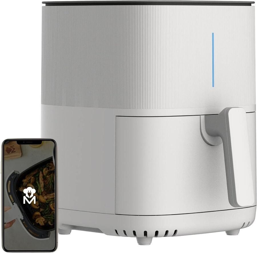 Hete Lucht Frituurpan Airfryer Keuken Gezond Koken Digitaal Touchscreen 5 Liter Inhoud Wit