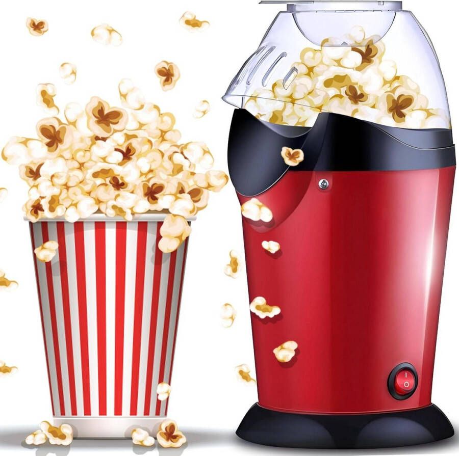 Hete lucht popcornmaker 900 watt Gezonde snack zonder vet en olie Rode popcornmachine voor thuis in de keuken