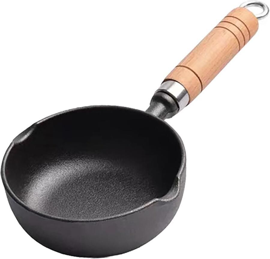 Hete Oliepan Gietijzer Mini Koekenpan Kleine Maaltijden Bereiden Verdiept Kookontwerp 30 Cm Lengte Zwart