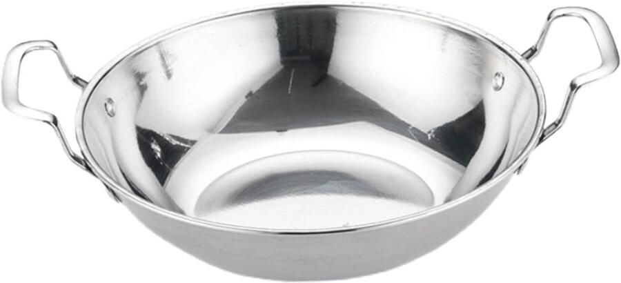 Hete Pan Koekenpan Wok Koken Zonder Aanbakken Dubbele Handgrepen 25 Cm Zilver