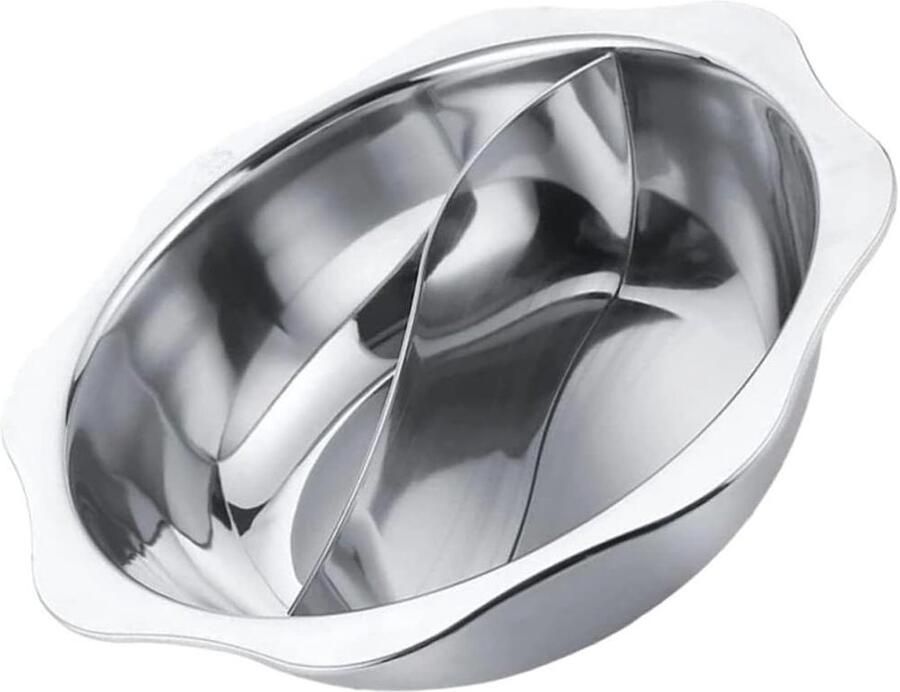 Hete Pot RVS Dubbele Smaak Pan Soeppan Gezellig Tafelen Gelijkmatige Warmteverdeling 34x34CM Zilver
