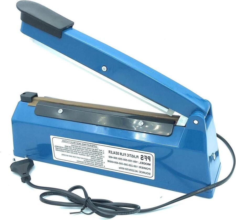 Hete sealmachine Plastic sealer Zakken sluiten Automatische werking 200 mm breed Blauw