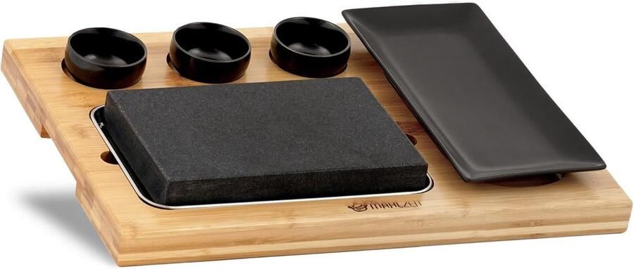 Hete Steen Grill Set voor Tafel Koken en Serveren