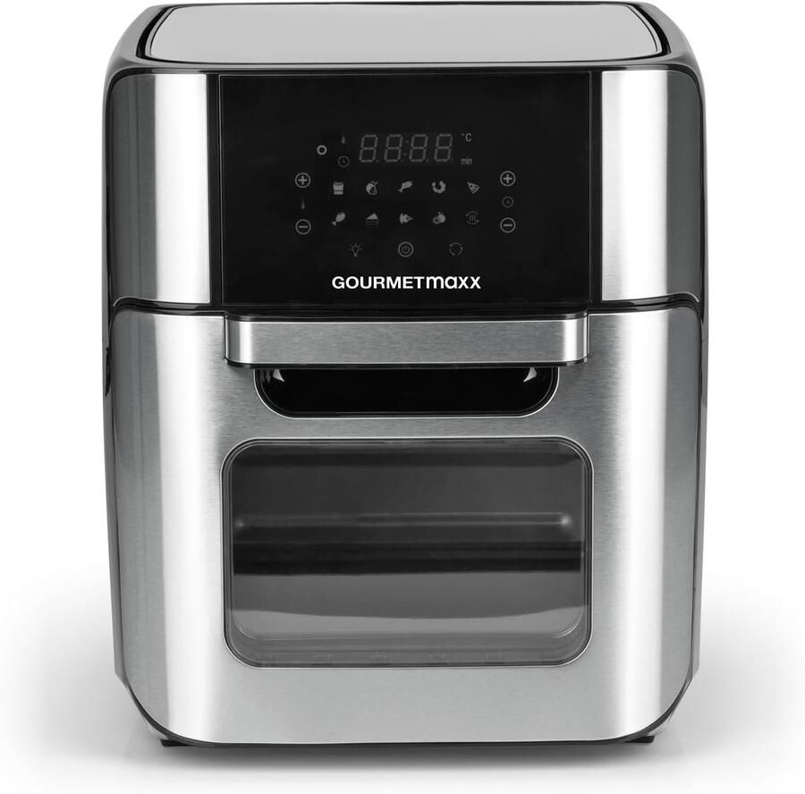 Heteluchtfriteuse Oven Airfryer XXL Vetarm Koken Met Draaispit 12 Liter Zilver