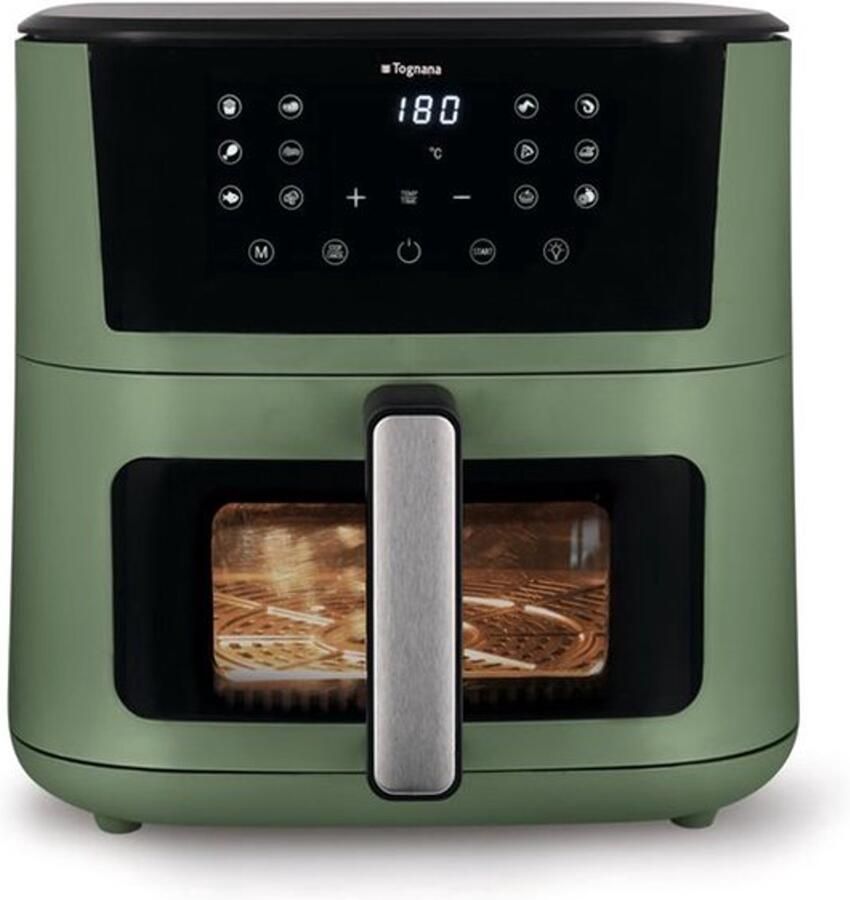 Heteluchtfriteuse 10 Liter 2200 W Vermogen Saliegroen Aluminium Kunststof Voor Friet Groenten Vlees Vis Airfryer