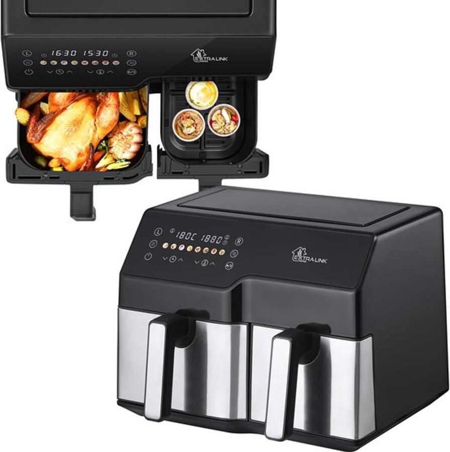 Heteluchtfriteuse 2 kamers 10L 2500W Airfryer Touch LED XXL