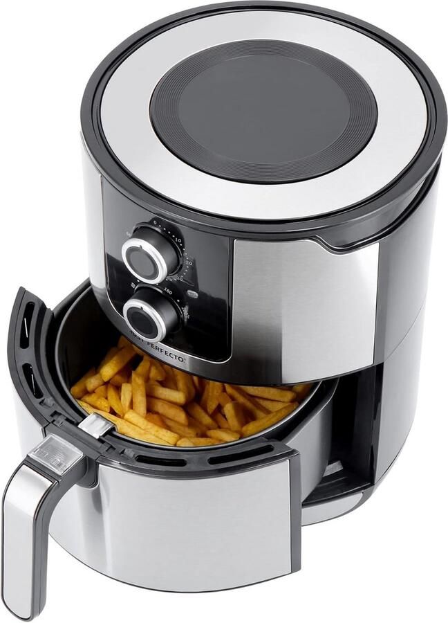 Heteluchtfriteuse 4 5 Liter 1400W Airfryer met Timer Vaatwasmachinebestendig Roestvrij Staal