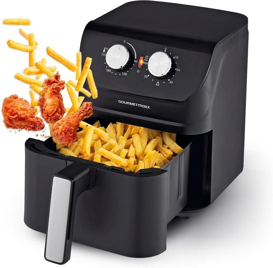 Heteluchtfriteuse 4 Liter met Timerfunctie Vetarm Frituren Grillen en Bakken