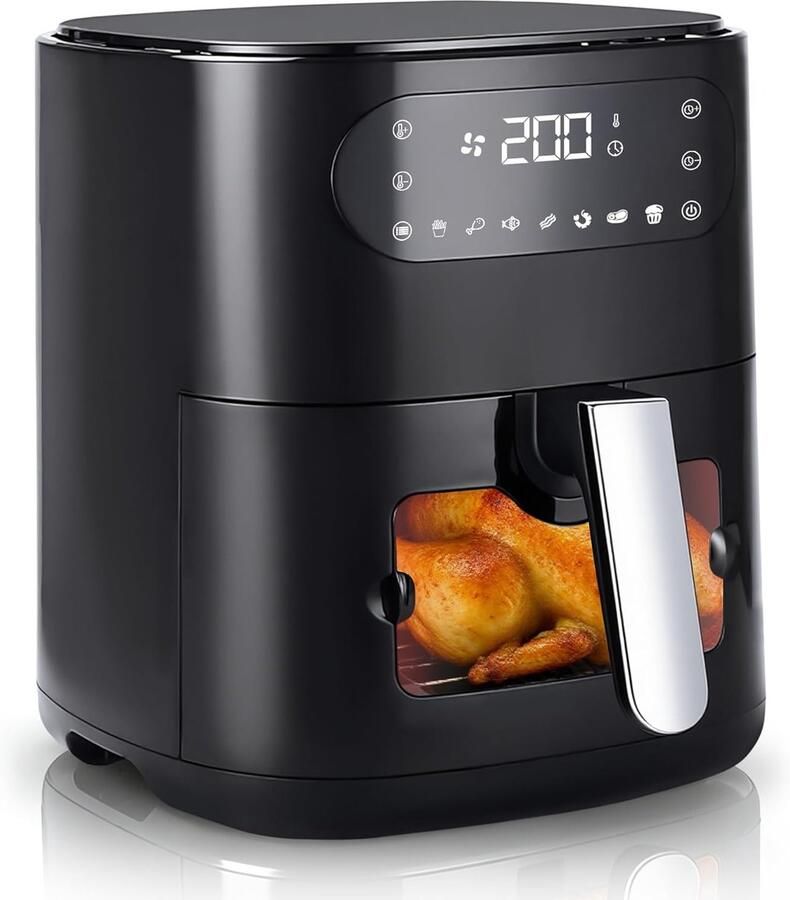 Heteluchtfriteuse 6 Liter Enkele mand met kijkvenster 7 kookprogramma's Gezond frituren met timer ShopVlot