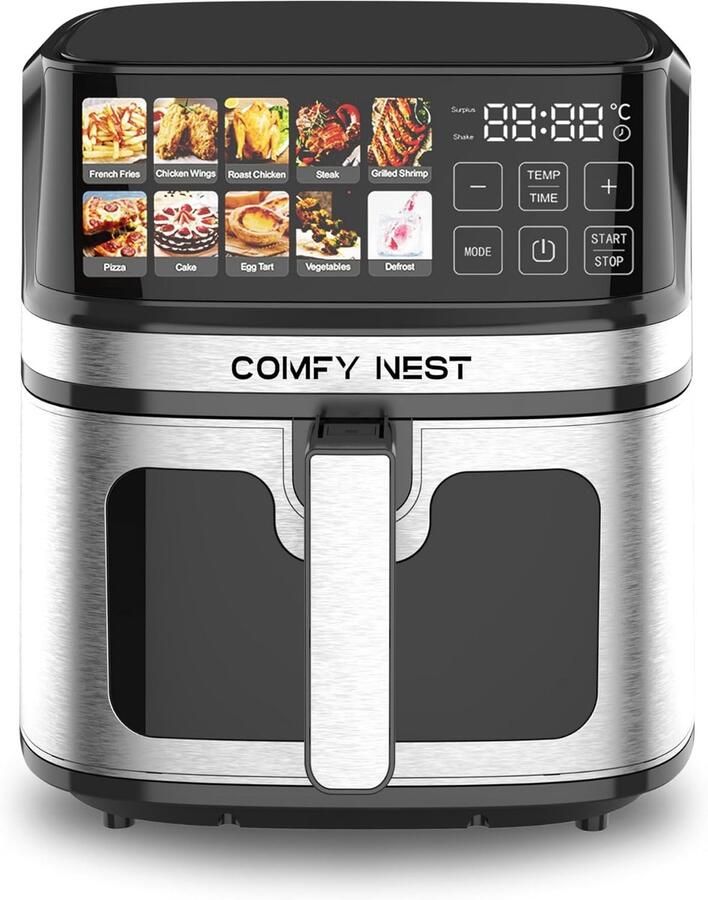 Heteluchtfriteuse 8 Liter Airfryer XL Gezond Koken 10 Programma's Digitaal 1700 Watt Zwart