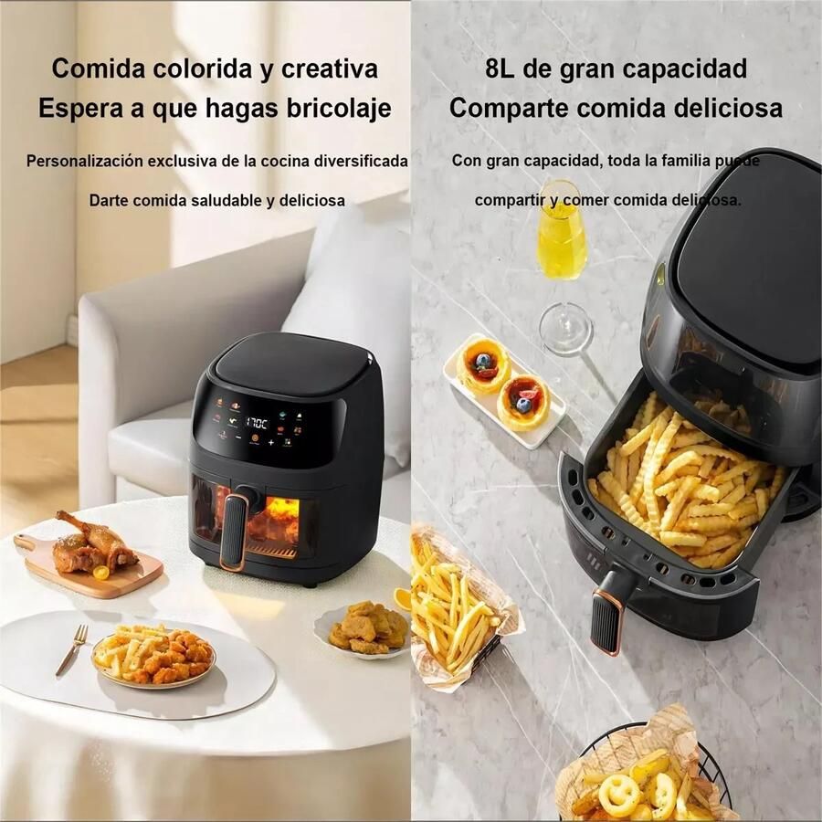 Heteluchtfriteuse 8 Liter Capaciteit 1400 Watt Vermogen Zwart Programma's Voor Gerechten Airfryer