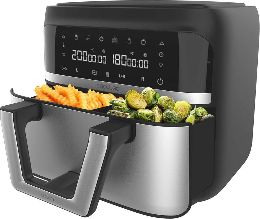 Heteluchtfriteuse 9L Airfryer met 2 manden Gezond koken Dubbele temperatuur controle