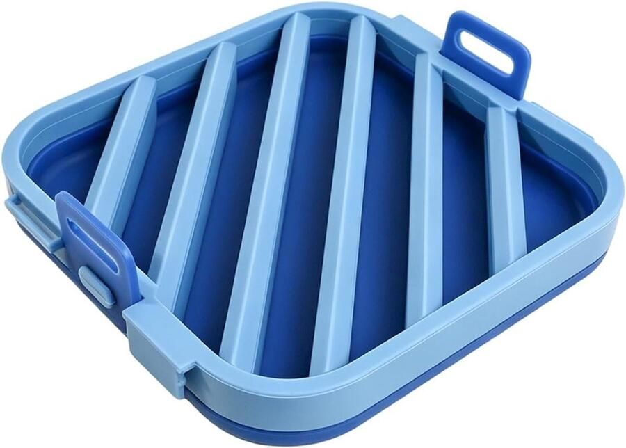 Siliconen Airfryer Rooster Oven Accessoires Gelijkmatig Koken Verstelbaar Tweelaags Ontwerp 16.8 cm Blauw