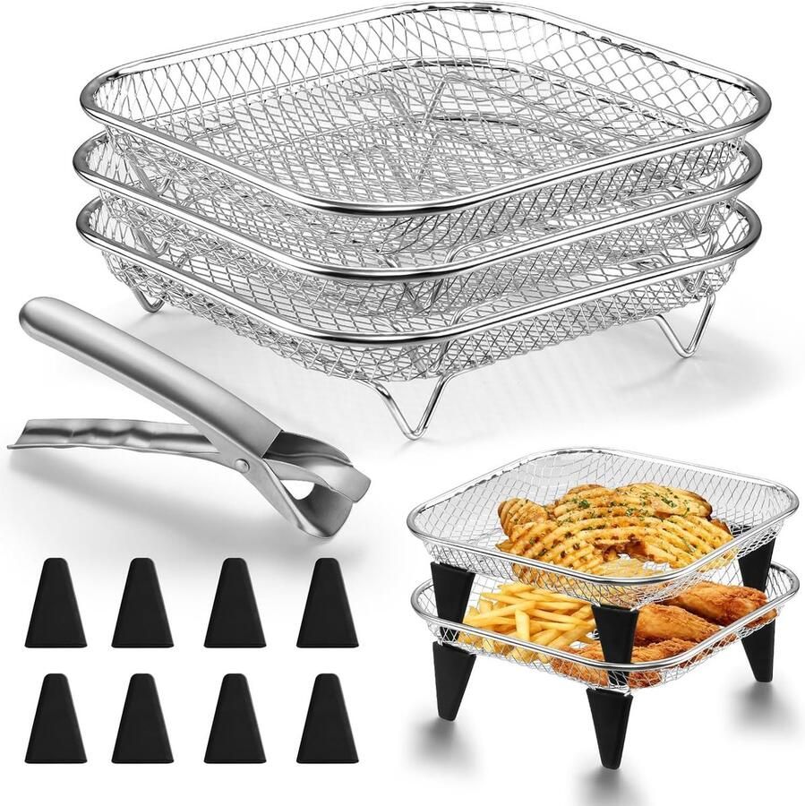 Heteluchtfriteuse Accessoires Airfryer Bakvormen Extra Koken Vierkant Universeel 22 cm Zwart