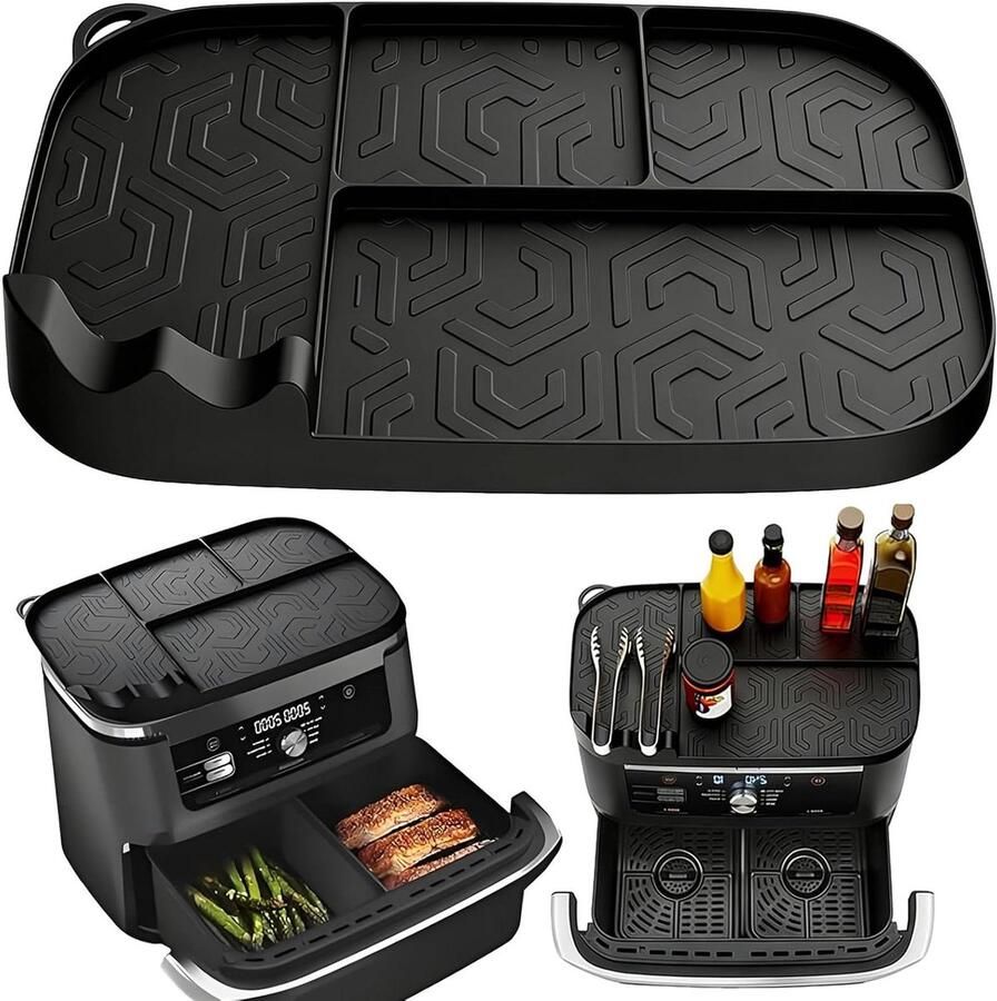 Heteluchtfriteuse Accessoires Airfryer Mat Keuken Organiseren Met Gebruiksvoorwerpenhouder 42 x 32 cm Zwart