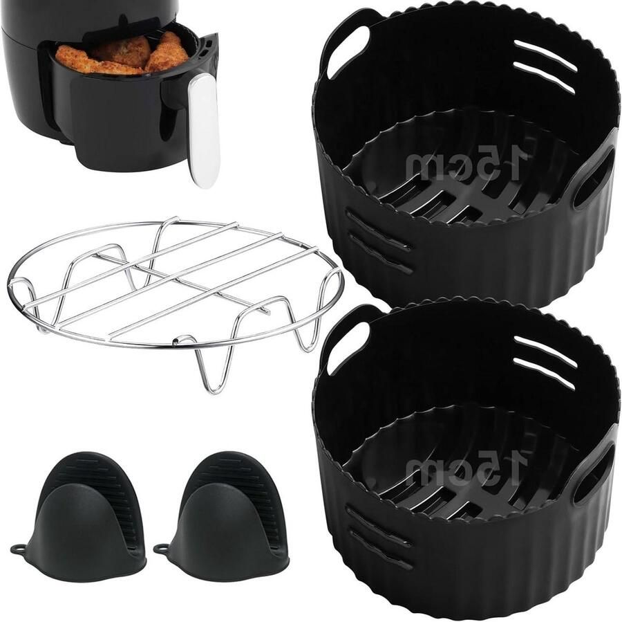 Heteluchtfriteuse Accessoires Airfryer Set Lekker Koken 4 Delige Set Universeel Formaat Grijs