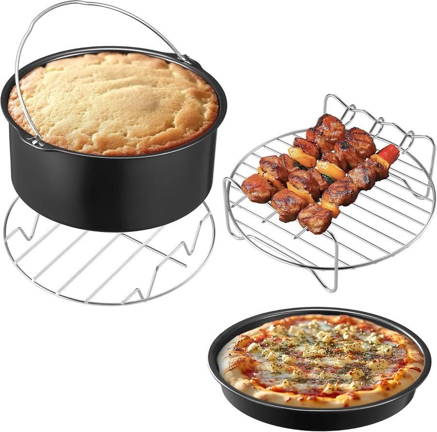 Heteluchtfriteuse Accessoires Bakvorm Set Gerechten Maken Antiaanbaklaag Vaatwasserbestendig 18 x 178 x 8 cm Zwart