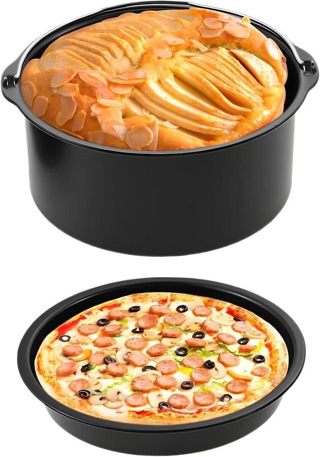Heteluchtfriteuse Accessoires Bakvormen Set Bakken en Braden Antiaanbaklaag 15 cm Zwart
