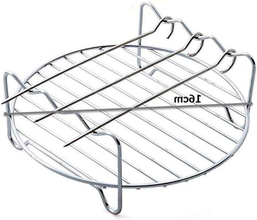 Heteluchtfriteuse Accessoires Dubbellaags Rek Meer Kookopties Roestvrij Staal 166 x 163 x 7 cm Zilverkleurig