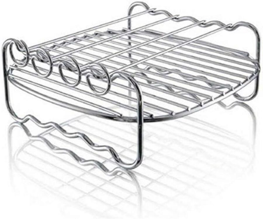 Heteluchtfriteuse Accessoires Dubbel Laags Rek Meer Koken Voedselveilig Roestvrij Staal 19 x 19 x 7 cm