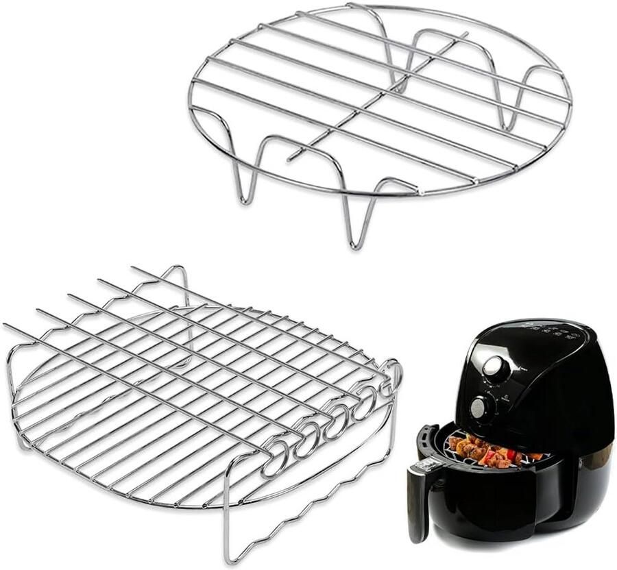 Heteluchtfriteuse Accessoires Grillrooster Spiesen Lekker Koken Roestvrij Staal 2 Stuks Zilver