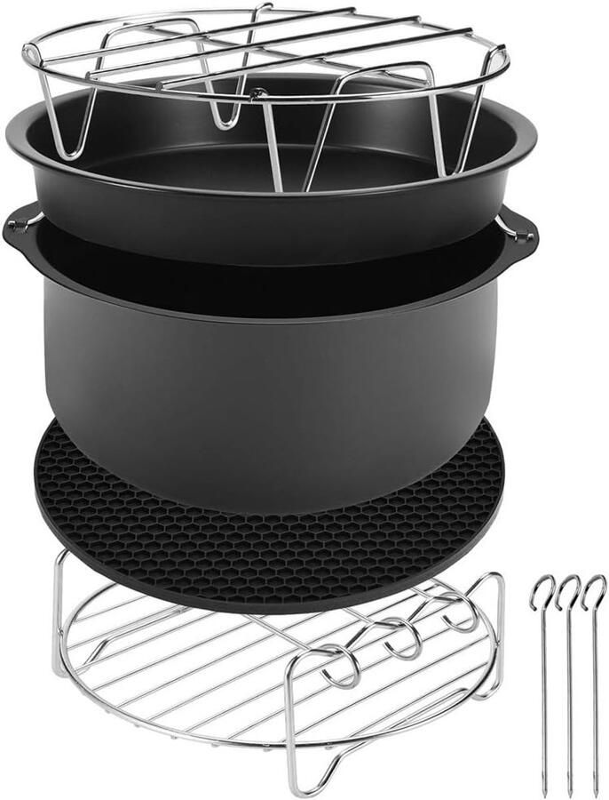 Heteluchtfriteuse Accessoires Set 8-delig bakset zwart