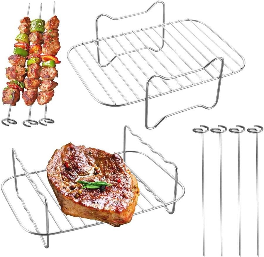 Heteluchtfriteuse Accessoires Set Grillrooster en Spiesen voor Perfecte Bereiding