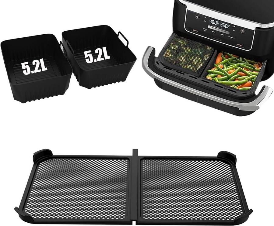 Heteluchtfriteuse Accessoires Siliconen Bakvorm Lekker Koken Spat- en Lekvrij 40 x 22.5 cm Zwart