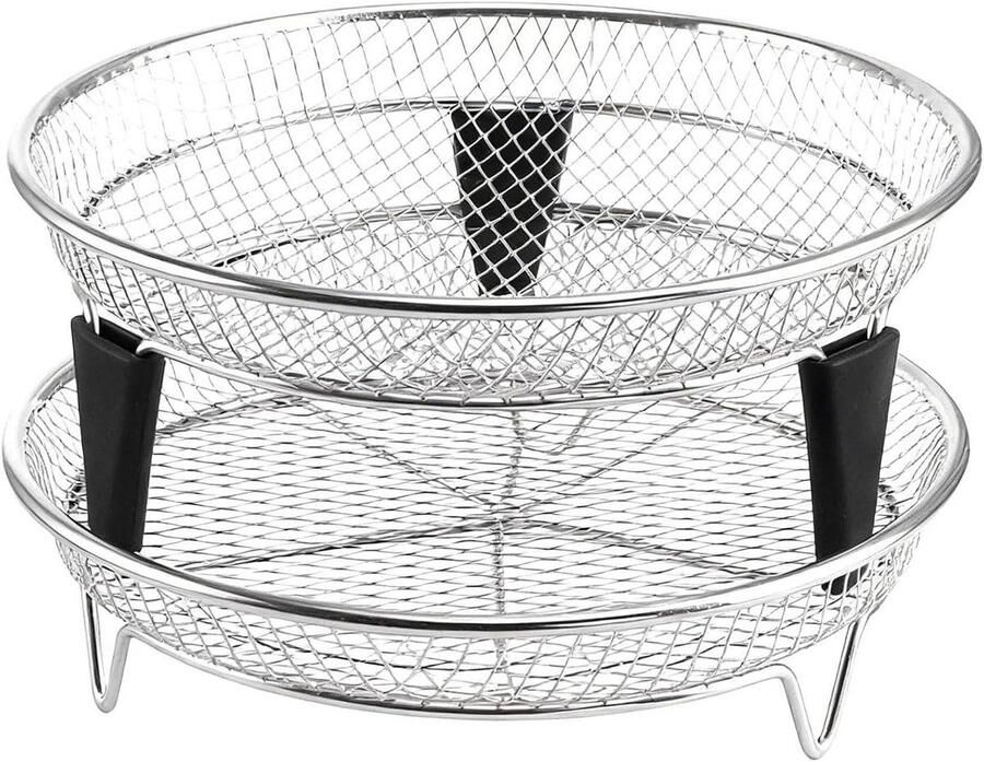 Heteluchtfriteuse Accessoires Oven Mand Veelzijdig Koken Stapelbaar Ontwerp 4-6.5 Liter Zilver