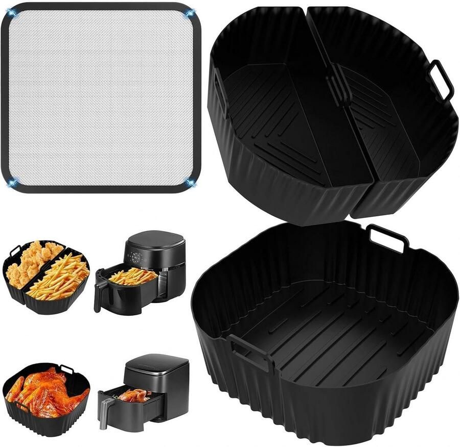 Heteluchtfriteuse Accessoireset Airfryer Vormen Gezond Koken Gelijkmatige Warmte 3 Stuks Zwart