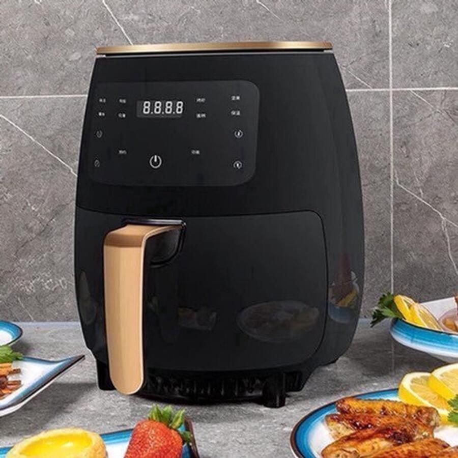 Heteluchtfriteuse Airfryer 4.5L- 1400W Intelligente Deep Air Fryer Heteluchtcirculatiekoker Smart Touch AirFryer Zwart
