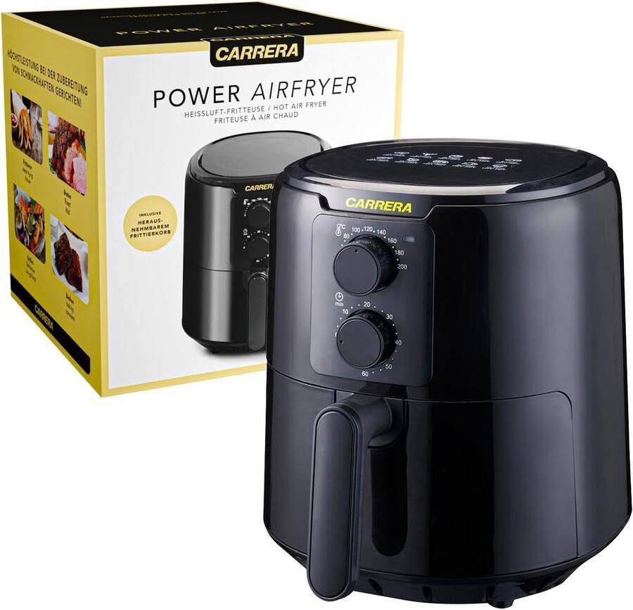 Heteluchtfriteuse Airfryer Aircooker Gezond Frituren Snelle Luchtcirculatie 4.2 Liter Zwart