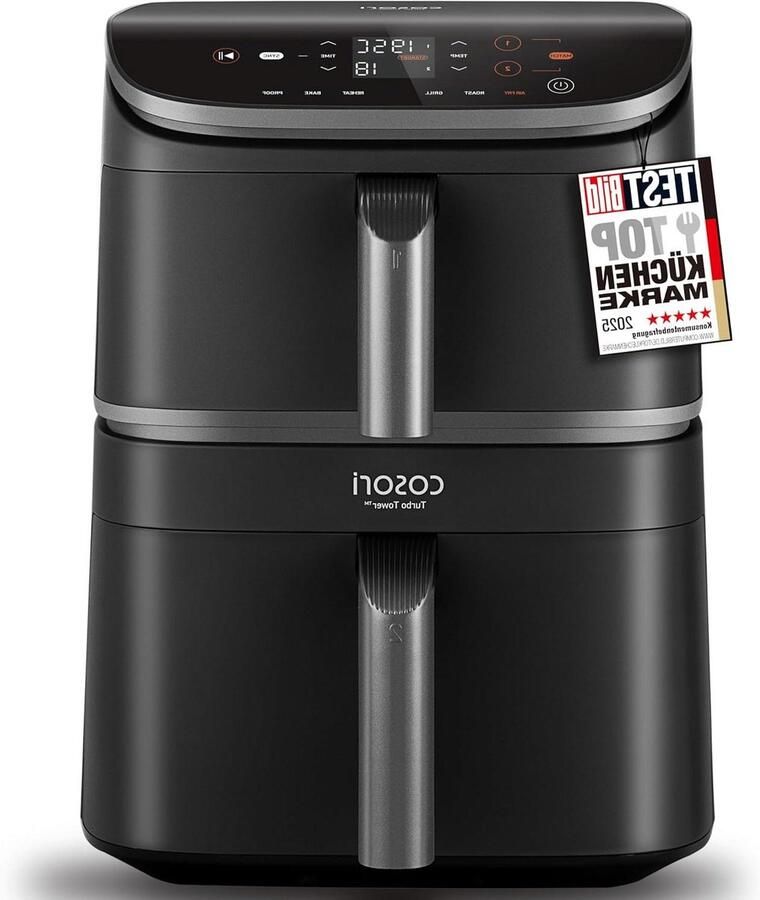 Heteluchtfriteuse Airfryer Dubbele Kamer Gezond Koken Ruimtebesparend Ontwerp 108 Liter Zilvergrijs