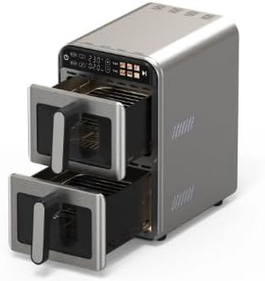 Heteluchtfriteuse Airfryer Dubbele Mand Gezond Koken Dubbele Kookstand 11 liter Zwart
