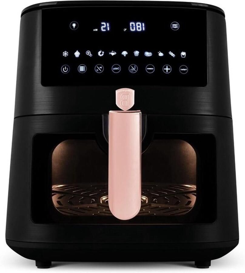 Heteluchtfriteuse Airfryer frituurpan Frituren met minder olie Grote capaciteit 8 Liter Zwart Roze