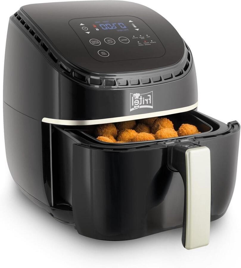 Heteluchtfriteuse Airfryer Frituurpan Gezond Frituren 6 Voorgeprogrammeerde Functies 3.2L Zilver Zwart