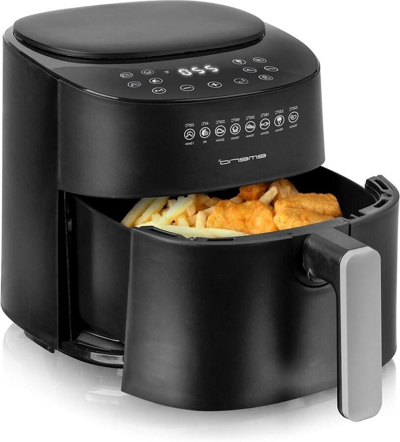 Heteluchtfriteuse Airfryer Frituurpan Gezond Frituren 8 Programma's 45 Liter Mat Zwart