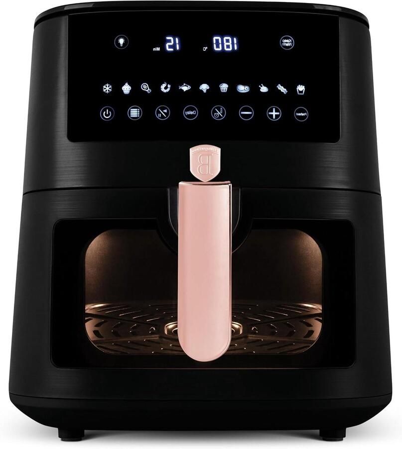 Heteluchtfriteuse Airfryer Frituurpan Gezond Frituren Grote Capaciteit 8 Liter Zwart Roze