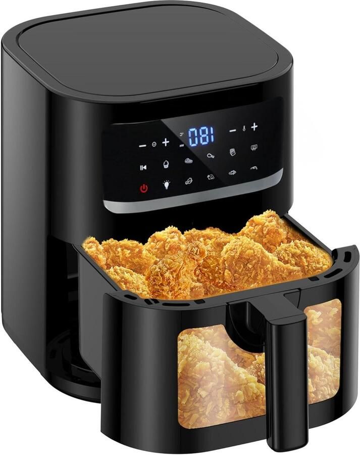 Heteluchtfriteuse Airfryer Frituurpan Gezond Frituren Met Venster 7 Liter Zwart