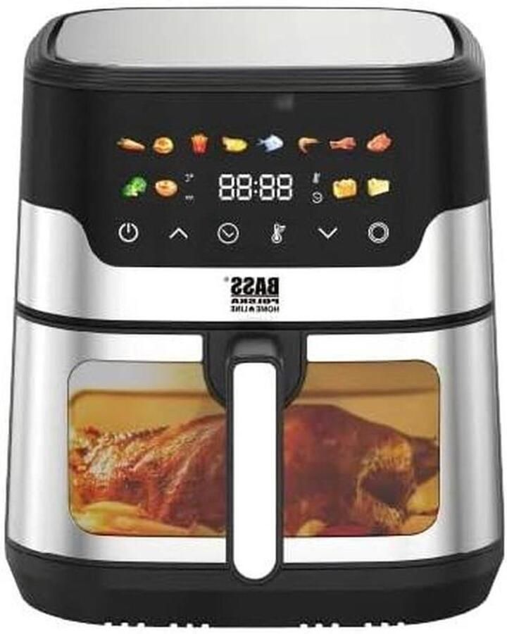 Heteluchtfriteuse Airfryer Frituurpan Gezond Frituren XXL Inhoud Kijkvenster 9 Liter Zwart Zilver
